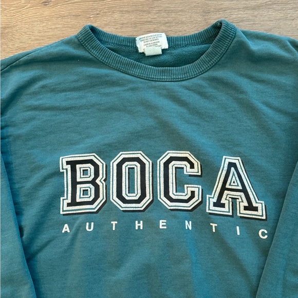 Boca Authentic Sportswear Teal Crewneck Sweatshirt Pullover Vintage 90s Retro - Picture 3 of 9